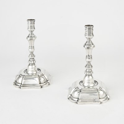 Lot 212 - Pair of Danish Sterling Silver Candlesticks