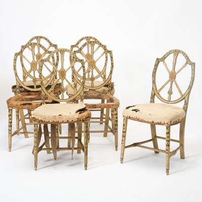 Lot 3093 - Set of Six George III Style Painted Wheelback Side Chair Frames