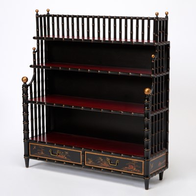 Lot 3097 - Regency Style Faux Bamboo Lacquered Etagere