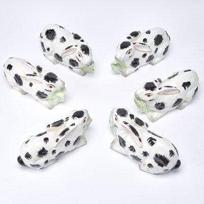 Lot 3015 - Six Italian Mottahedeh Porcelain Rabbits