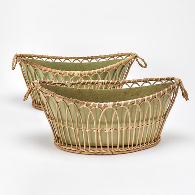 Lot 3087 - Pair of Colefax & Fowler Rattan and Resin Jardinieres