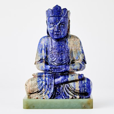 Lot 29 - A Chinese Carved Lapis Lazuli Figure of Vairocana