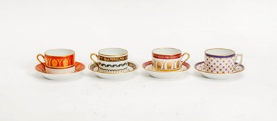 Lot 350 - Group of Four Ginori Porcelain Cups and Saucers