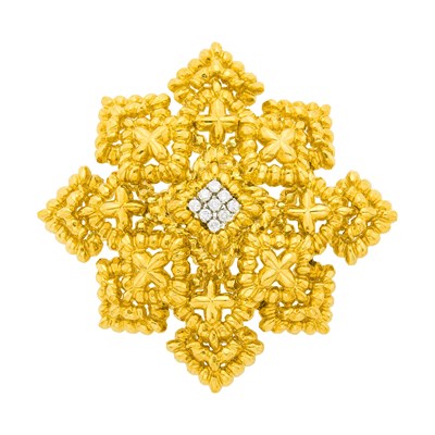 Lot 155 - Gold and Diamond Maltese Cross Pendant-Brooch