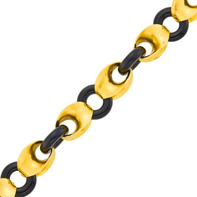 Lot 15 - Van Cleef & Arpels Gold and Black Onyx Link Bracelet, France