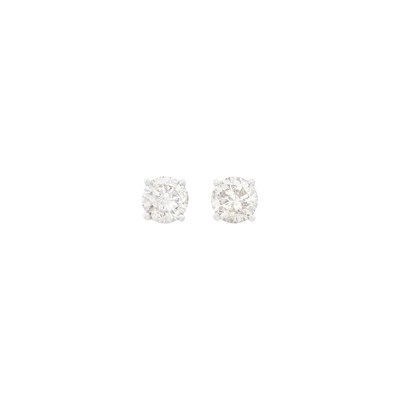 Lot 132 - Pair of White Gold and Colored Diamond Stud Earrings