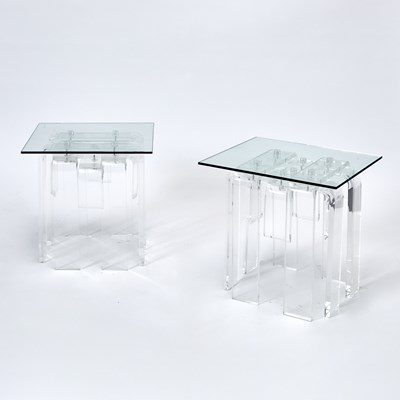 Lot 375 - Pair of Acrylic and Glass Occasional Tables