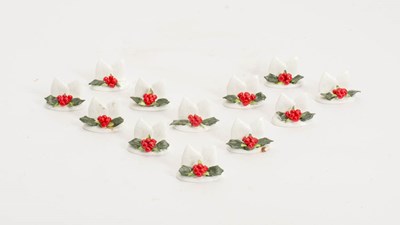 Lot 374 - Set of Twelve Coalport Porcelain Holly Placement Holders