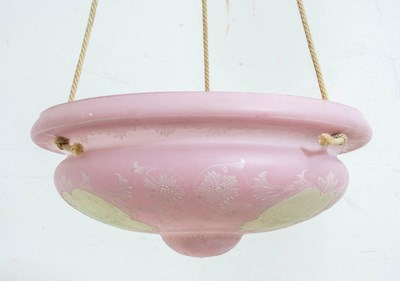 Lot 376 - Pink Frosted Glass Hand Painted Shade