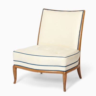 Lot 286 - Mid Century Upholstered Walnut Slipper Chair