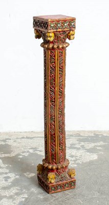 Lot 391 - Southeast Asian Figural Painted Colum