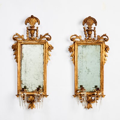 Lot 501 - Pair of Italian Neoclassical Giltwood Girandoles
