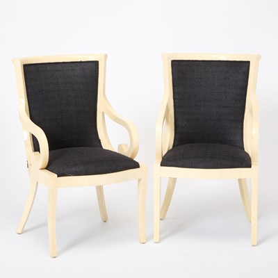 Lot 304 - Pair of Empire Style Tessellated Bone Armchairs