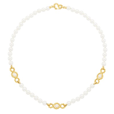 Lot 1059 - Tiffany & Co. Gold and Cultured Pearl Necklace