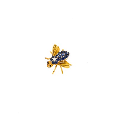 Lot 1222 - Two-Color Gold, Sapphire and Diamond Bee Pin