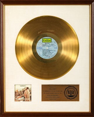 Lot 198 - Woodstock Gold Record presented to Greg Dewey (Country Joe and the Fish drummer)