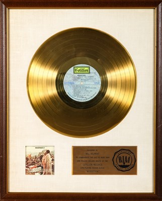 Lot 202 - Woodstock Gold Record presented to Bill Belmont (Country Joe and the Fish tour manager)