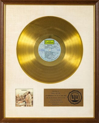 Lot Woodstock Gold Record presented to Barry Melton