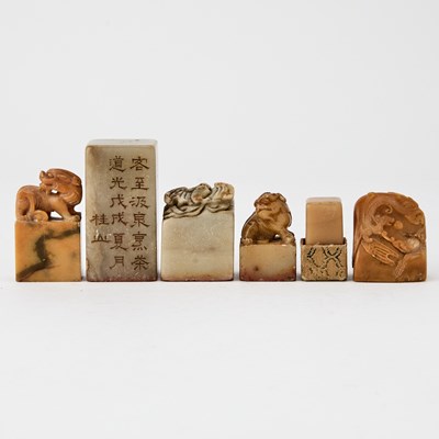 Lot 500 - A Group of Chinese Six Soapstone Seals