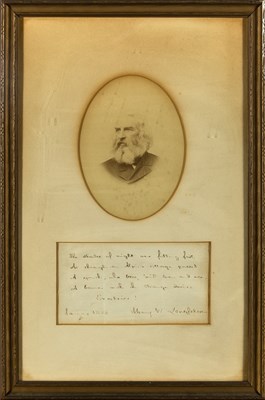 Lot 121 - A signed Longfellow quotation from the opening stanza of Excelsior