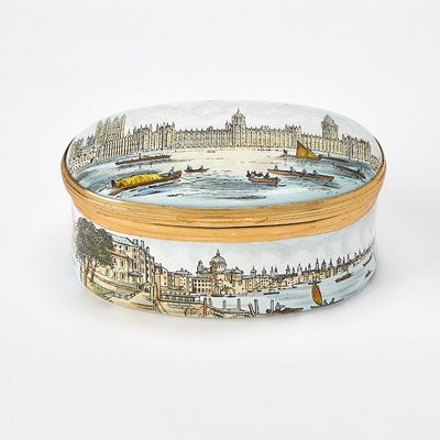 Lot 3333 - English Enameled Copper Scenic Box
