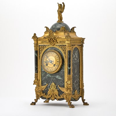 Lot 128 - Empire Style Gilt-Metal Mounted Marble Mantel Clock