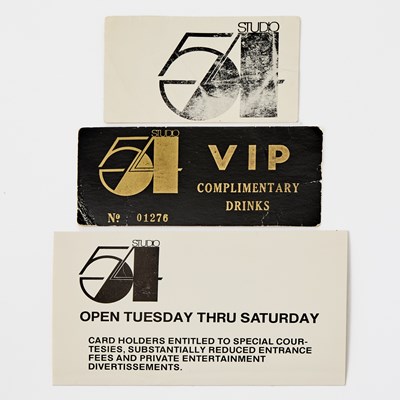 Lot 232 - The poster-sized invitation to the opening of Studio 54 with other ephemera