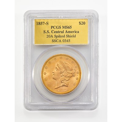 Lot 28 - United States. 1857-S Liberty Head Double Eagle. PCGS MS-65, S.S. Central America Recovery.