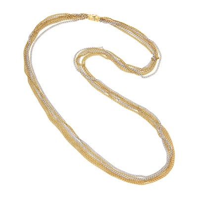 Lot 26 - Gucci Long Six Strand Two-Color Gold Chain Necklace