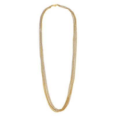 Lot 26 - Gucci Long Six Strand Two-Color Gold Chain Necklace