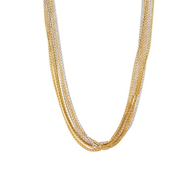 Lot 26 - Gucci Long Six Strand Two-Color Gold Chain Necklace