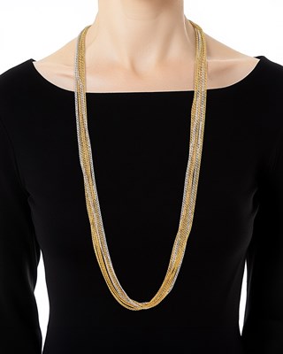 Lot 26 - Gucci Long Six Strand Two-Color Gold Chain Necklace