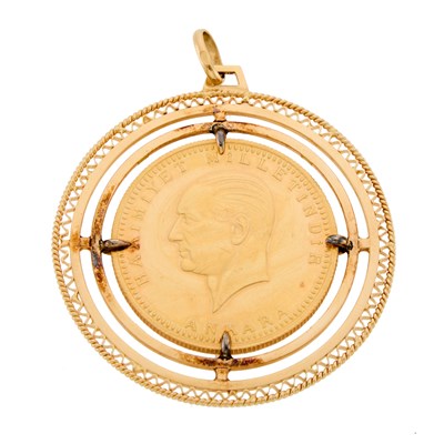 Lot 1251 - Gold and Turkish Gold Coin Pendant