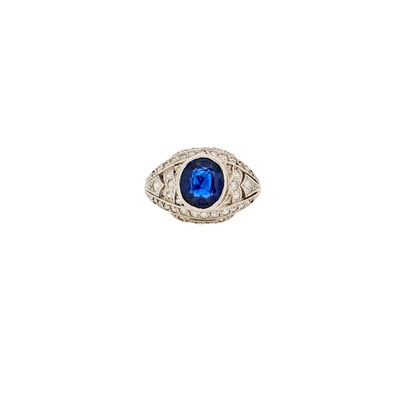 Lot 1086 - Platinum, Sapphire and Diamond Ring