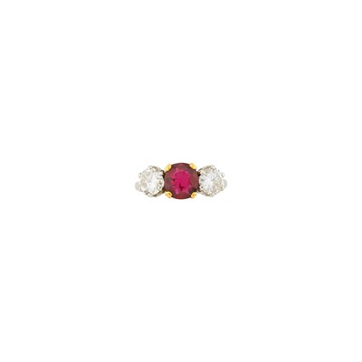 Lot 37 - Platinum, Gold, Ruby and Diamond ring