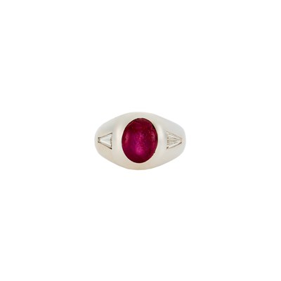 Lot 1098 - Platinum, Star Ruby and Diamond Gypsy Ring