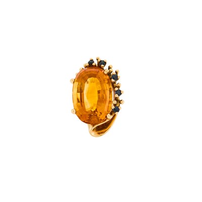 Lot 1169 - Gold, Citrine and Sapphire Ring