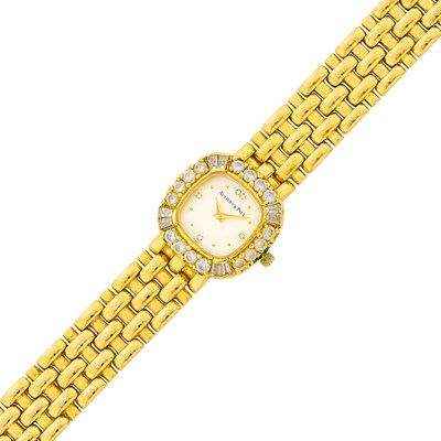 Lot 102 - Gold, Mother-of-Pearl and Diamond Wristwatch