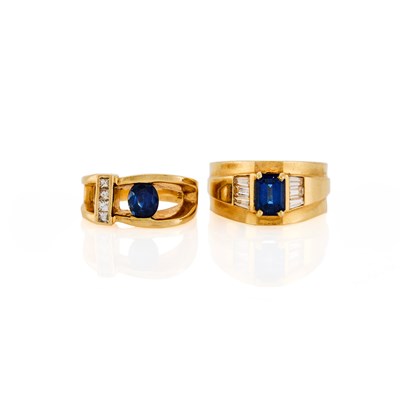 Lot 1229 - Two Gold and Sapphire Rings