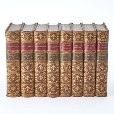 Lot 234 - First editions of George Eliot's Middlemarch and Daniel Deronda with wrappers bound in