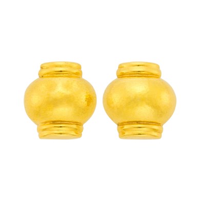 Lot 1015 - Ilias Lalaounis Pair of Hammered Gold Earclips
