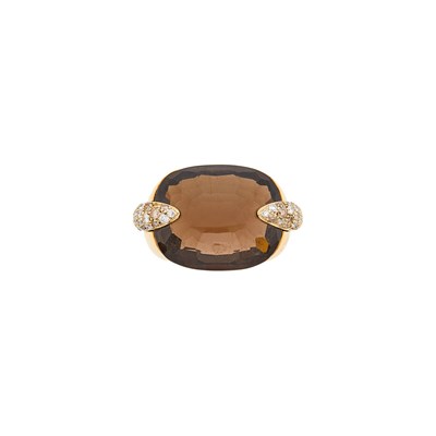 Lot 109 - Pomellato Gold, Smoky Quartz, Diamond and Colored Diamond Ring