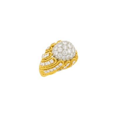 Lot 85 - Gold, Platinum and Diamond Dome Ring
