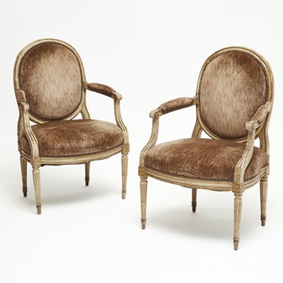 Lot 257 - Pair of Louis XVI Painted Fauteuils