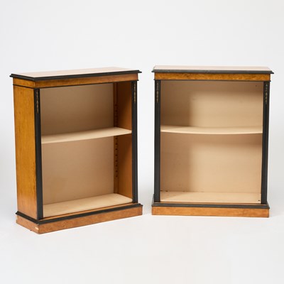Lot 284 - Pair of Biedermeier Part Ebonized Birch Bookcases
