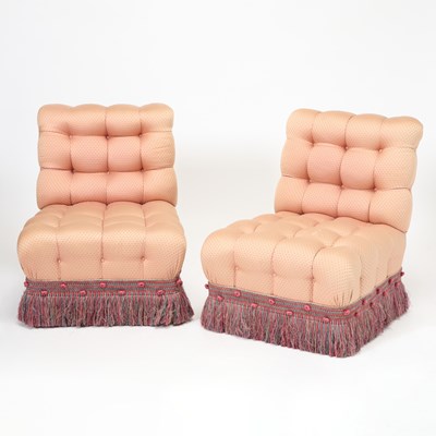 Lot 154 - Pair of Tufted Slipper Chairs