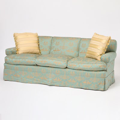 Lot 649 - Silk Upholstered Sofa