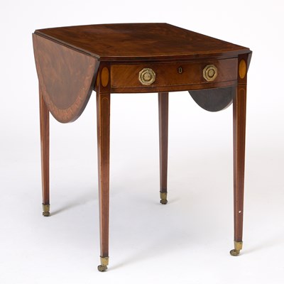 Lot 557 - George III Mahogany Satinwood and Polychrome Painted Pembroke Table