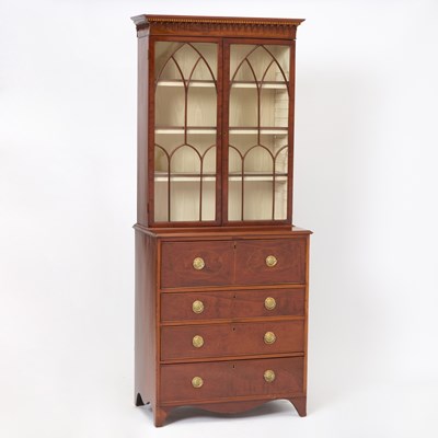 Lot 556 - George III Inlaid Mahogany Secretary Bookcase