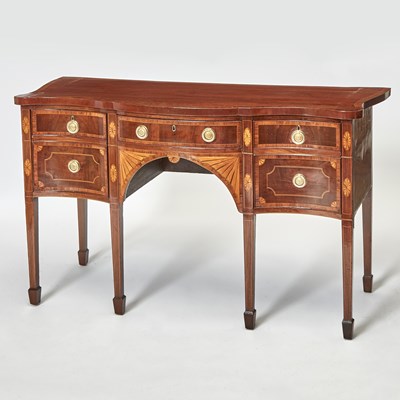 Lot 175 - George III Inlaid Mahogany Rosewood Banded Serpentine Sideboard